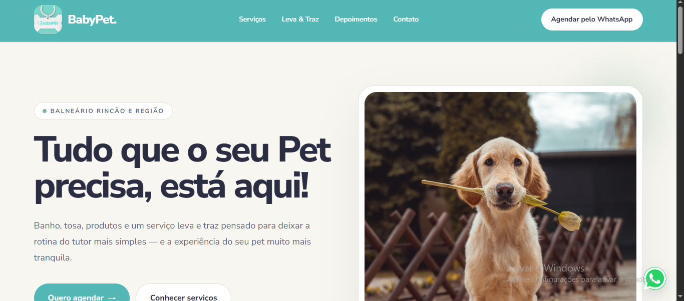 Site da BabyPet desenvolvido pela MantovaniSys